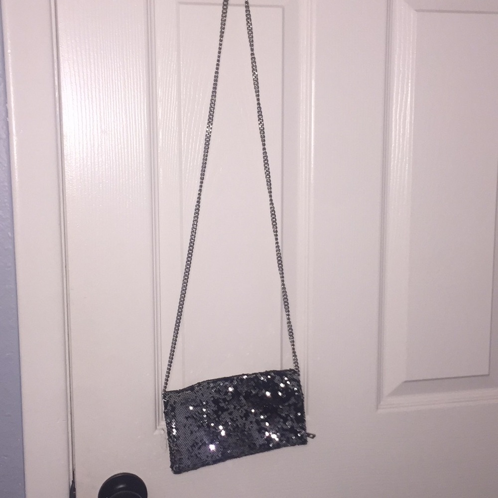 Silver and Black Sequin folding Crossbody